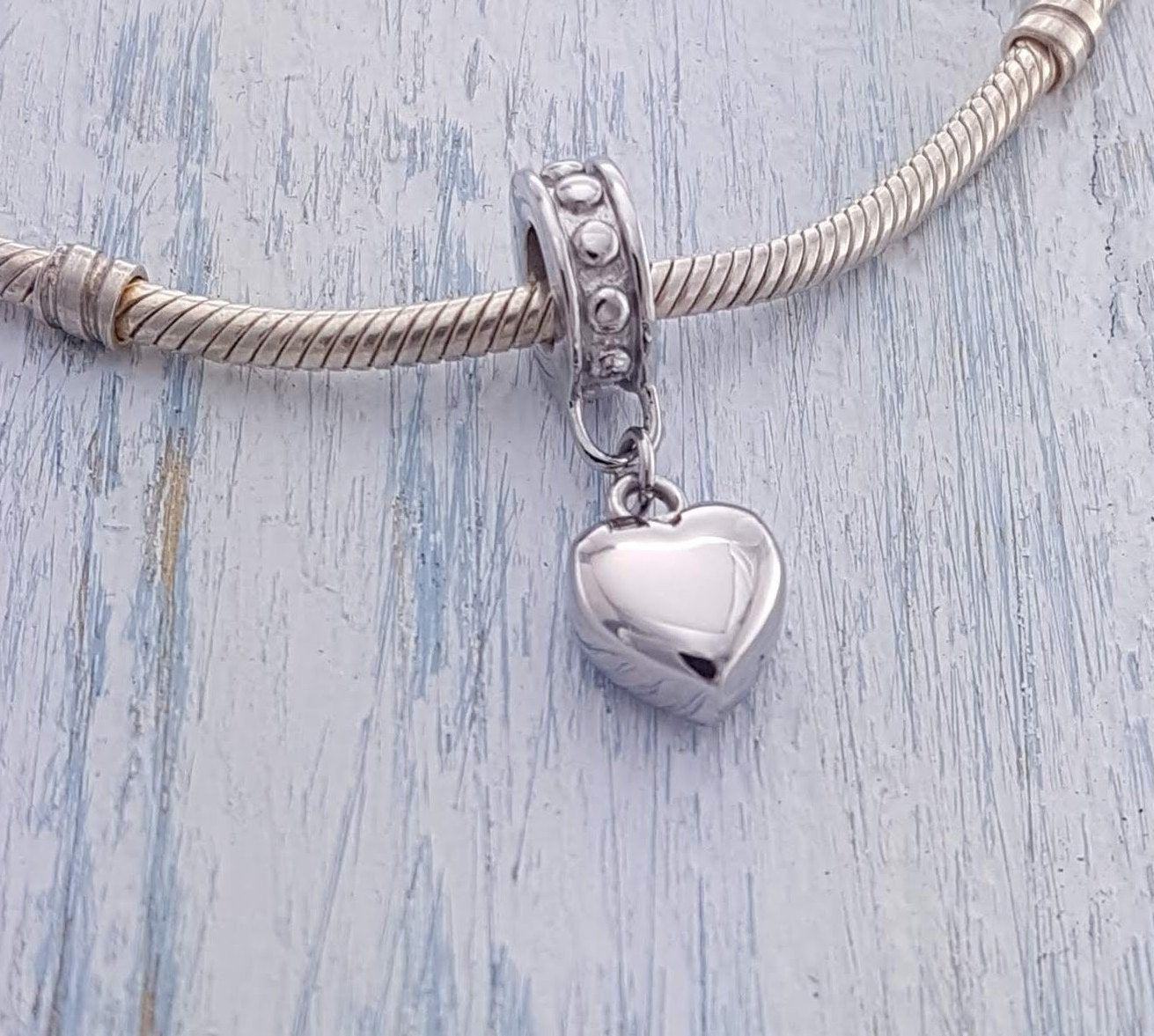 Heart Bead Urn Bracelet Charm Stainless Steel Just Vial