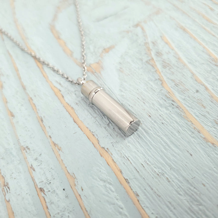 Silver Prayer Capsule Cremation Urn Necklace Just Vial