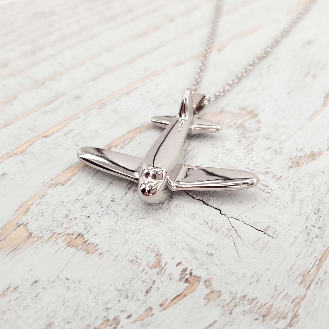Airplane Urn Pendant Necklace Stainless Steel