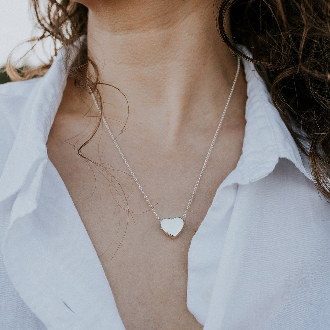 Tiny Heart Urn Pendant Necklace Sterling Silver| Just Vial
