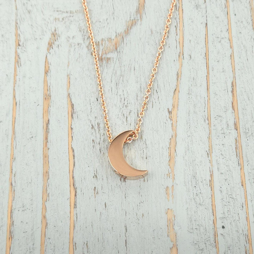 Memorial Keepsake Crescent Moon Urn Necklace Rose Gold