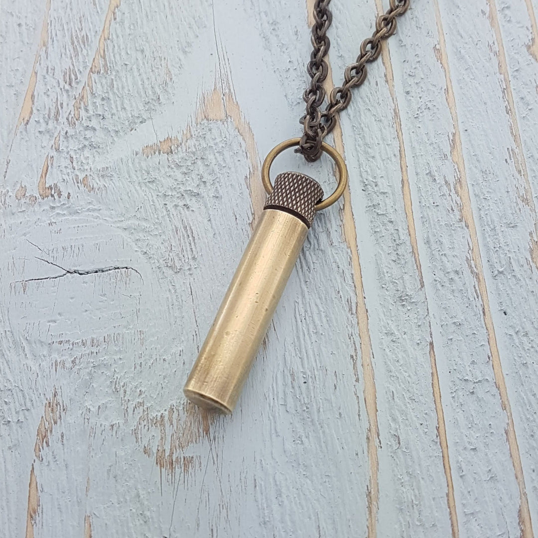 Pendentif collier flacon caché grand secret bronze festival